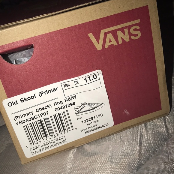 Size 11 Red Checkerboard Vans - Picture 1 of 4